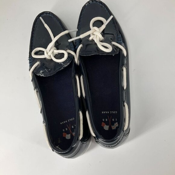 Cole Haan Womens Nantucket Camp Moc Slip On Lace Navy Blue W05747 Size 8B - Picture 9 of 10
